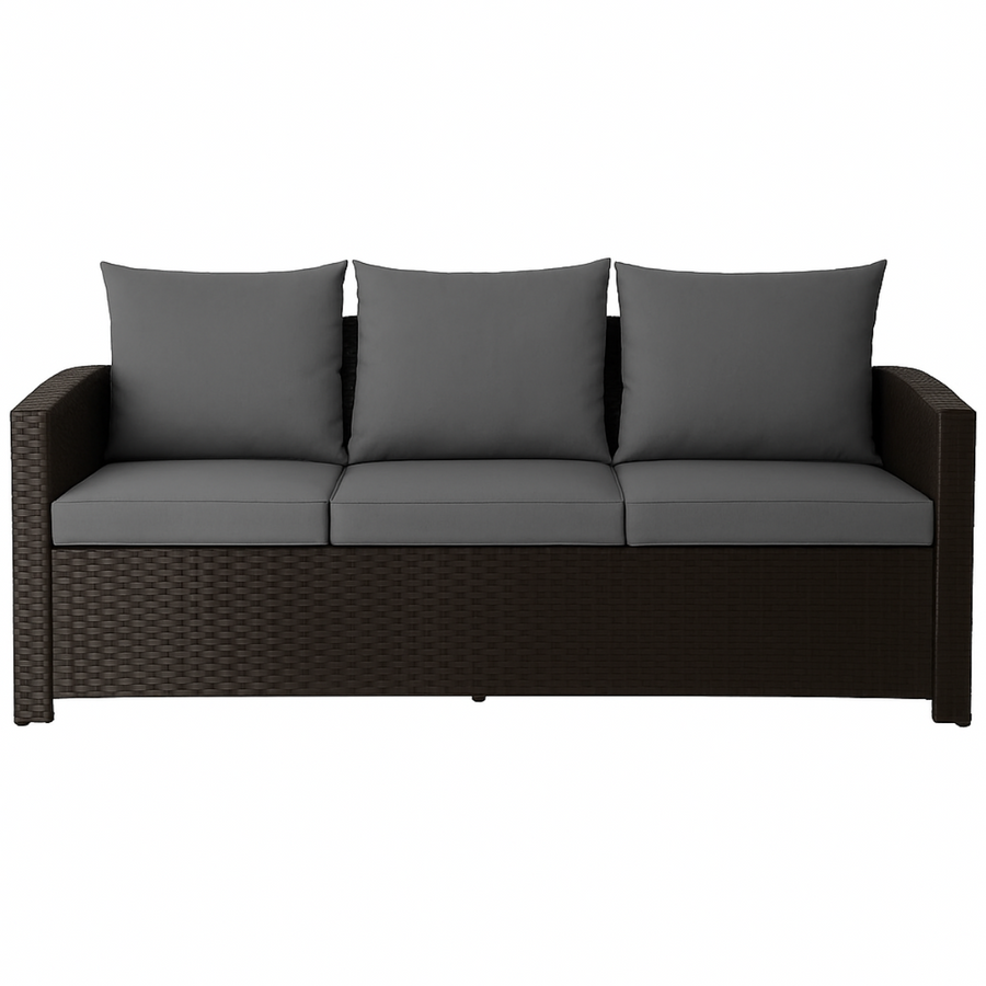 3-sitsig utomhussoffa 175 x 60 x 74 cm EMMA – polyrotting, stålram, svart/grå