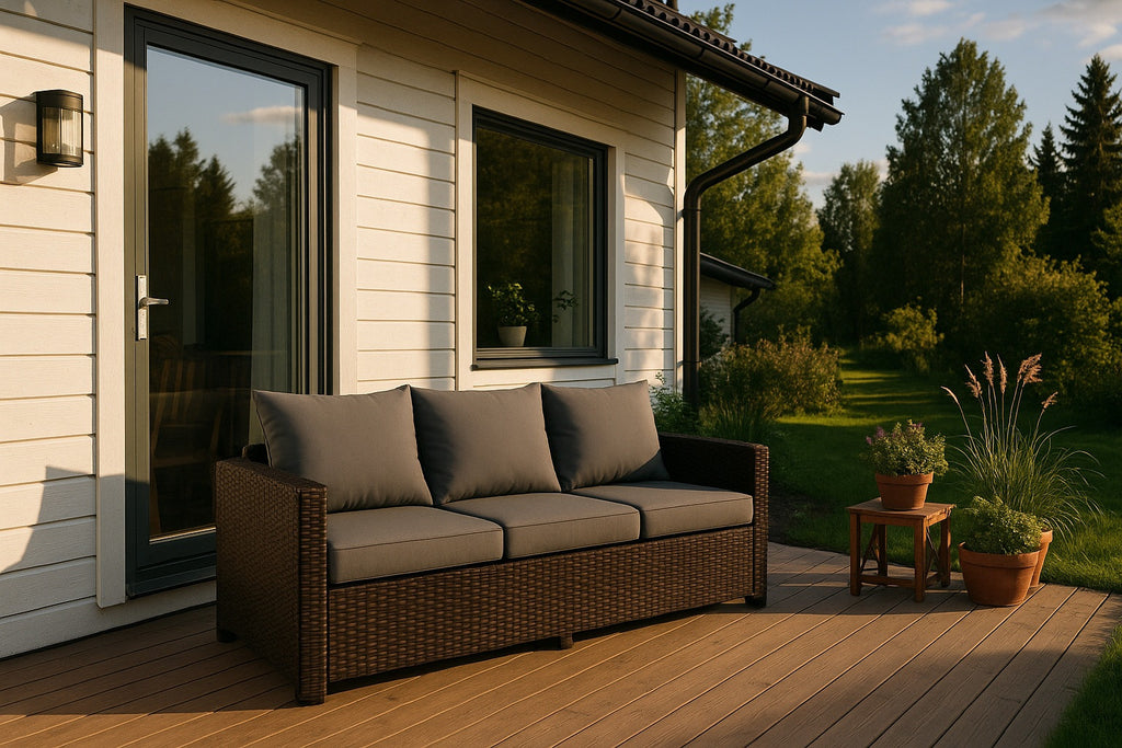 POHJOLA GARDEN Polyrottinki Ulkosohva 3-istuttava, musta/harmaa, 175x60x74, Emma