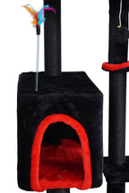 POHJOLAN LEMMIKKITARVIKE Kissan kiipeily-/raapimispuu 90 cm, Musta/Punainen