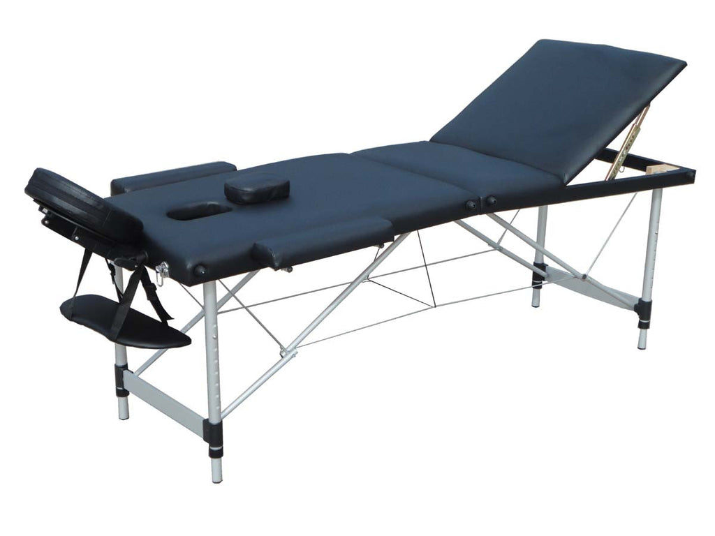 OUTLET! POHJOLAN URHEILUTARVIKE Taitettava Hierontapöytä Premium Alu 3V, 195x70cm, Musta