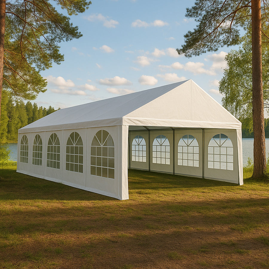 Festtält 5 x 10 m STRONG – galvaniserat stålstativ, PE 180 g/m², avtagbara sidoväggar