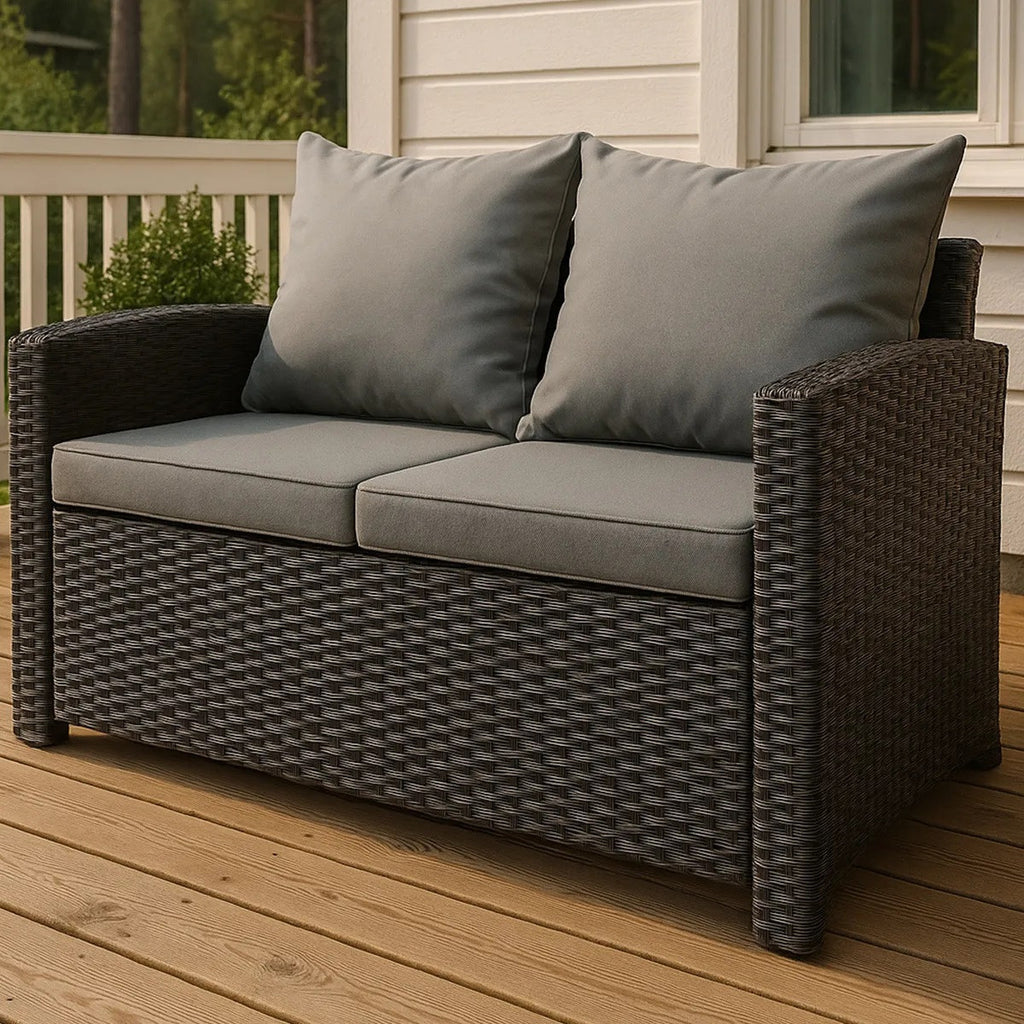 POHJOLA GARDEN Polyrottinki Ulkosohva 2-istuttava, valkoinen/beige, 120x67x74, EMMI