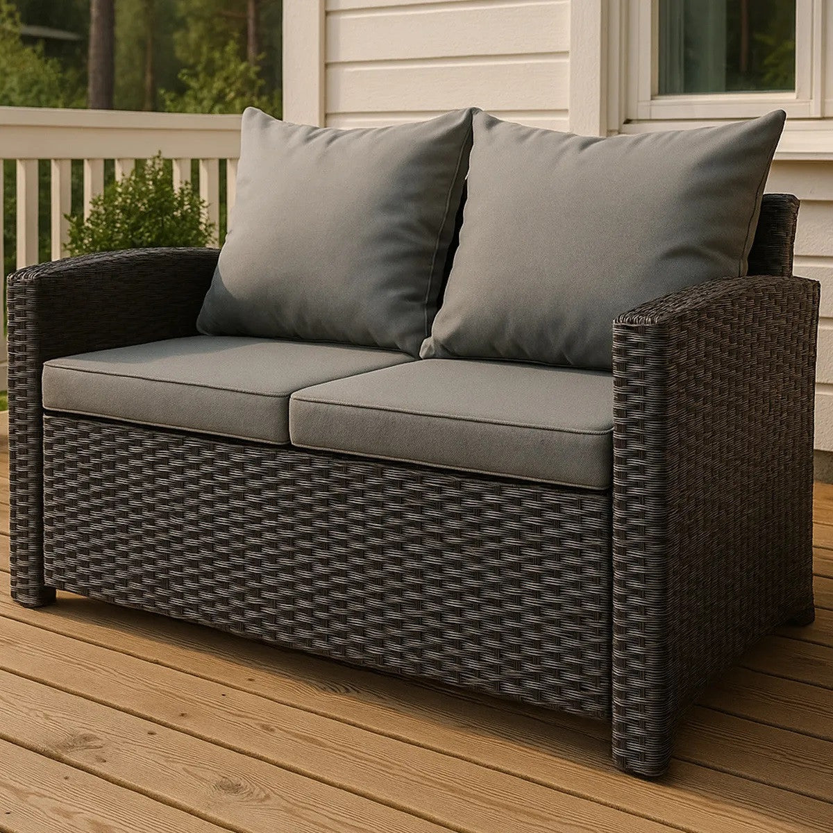 POHJOLA GARDEN Polyrottinki Ulkosohva 2-istuttava, valkoinen/beige, 120x67x74, EMMI