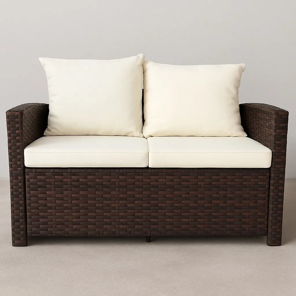 POHJOLA GARDEN Polyrottinki Ulkosohva 2-istuttava, valkoinen/beige, 120x67x74, EMMI