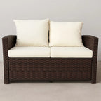 POHJOLA GARDEN Polyrottinki Ulkosohva 2-istuttava, valkoinen/beige, 120x67x74, EMMI