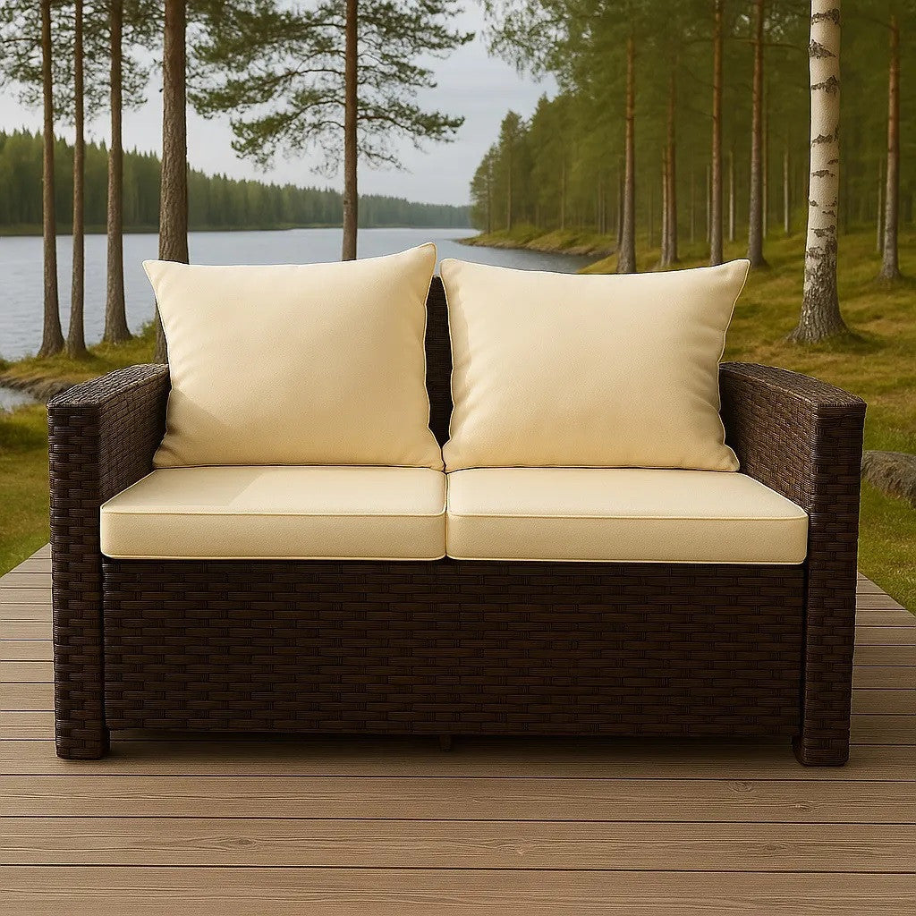 POHJOLA GARDEN Polyrottinki Ulkosohva 2-istuttava, valkoinen/beige, 120x67x74, EMMI