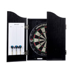 LONGFIELD DARTS BOARD, CABINET AND 2 DARTS SETS
