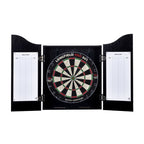 LONGFIELD DARTS BOARD, CABINET AND 2 DARTS SETS