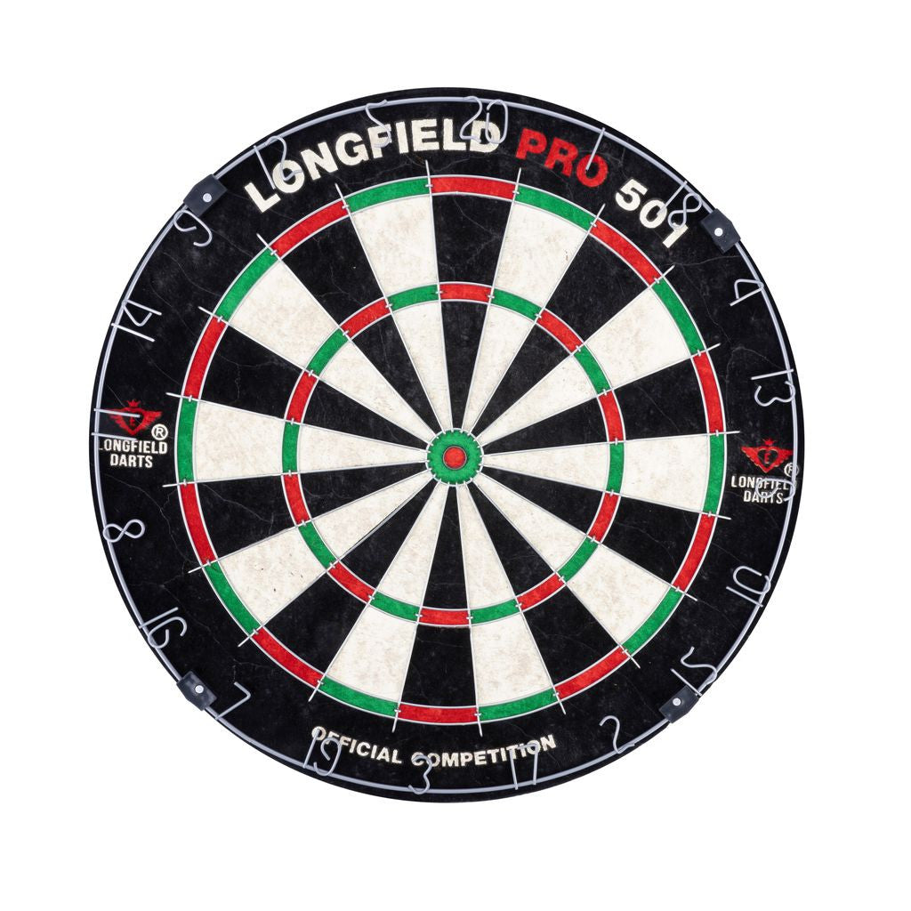 LONGFIELD DARTS BOARD, CABINET AND 2 DARTS SETS