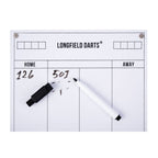 LONGFIELD DARTS BOARD, CABINET AND 2 DARTS SETS