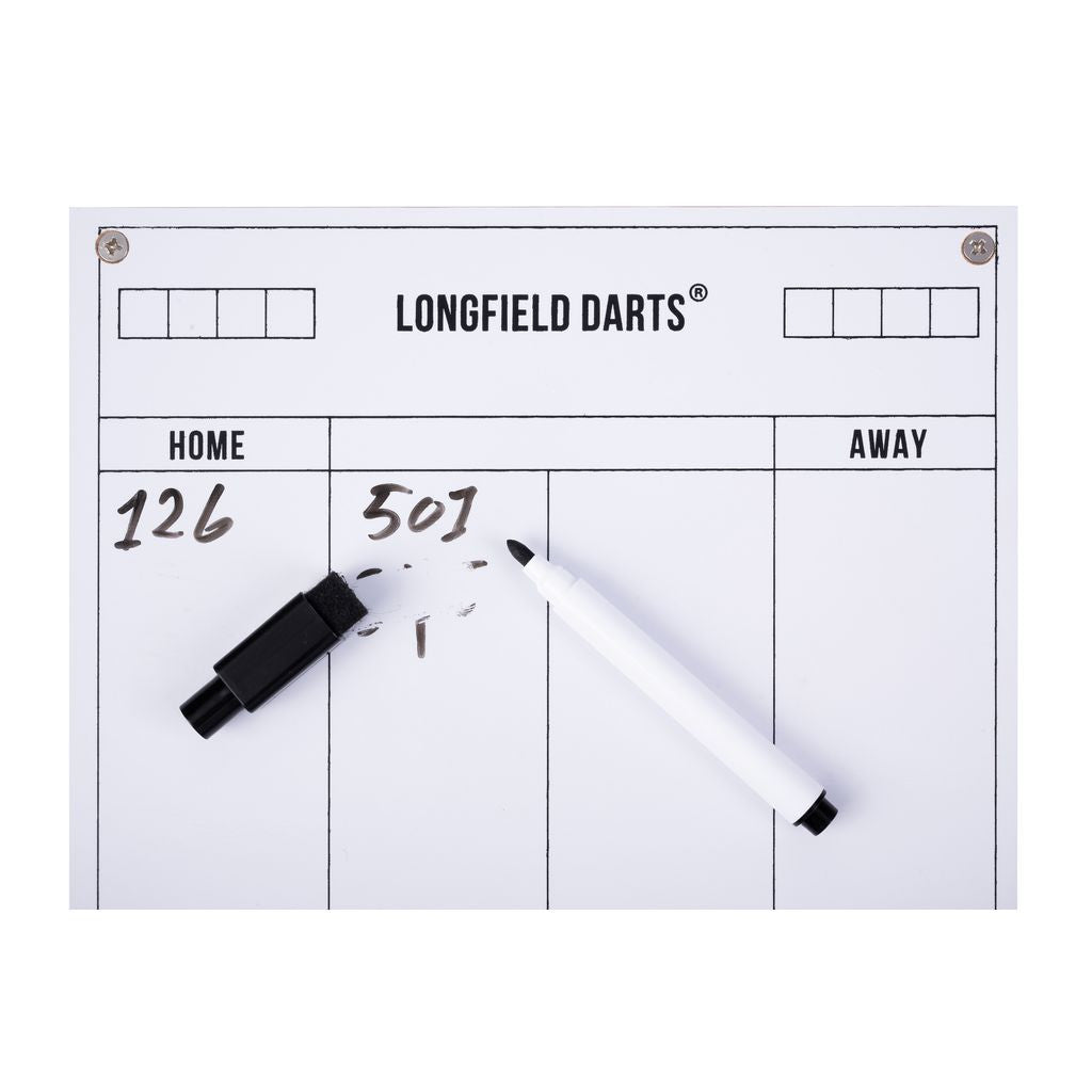 LONGFIELD DARTS BOARD, CABINET AND 2 DARTS SETS