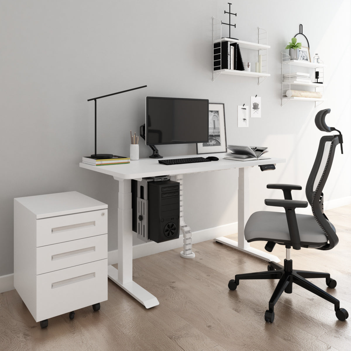 Sähköpöydän runko 58-123 cm – 125 kg, 120-200 cm pöytälevyyn, 38 mm/s