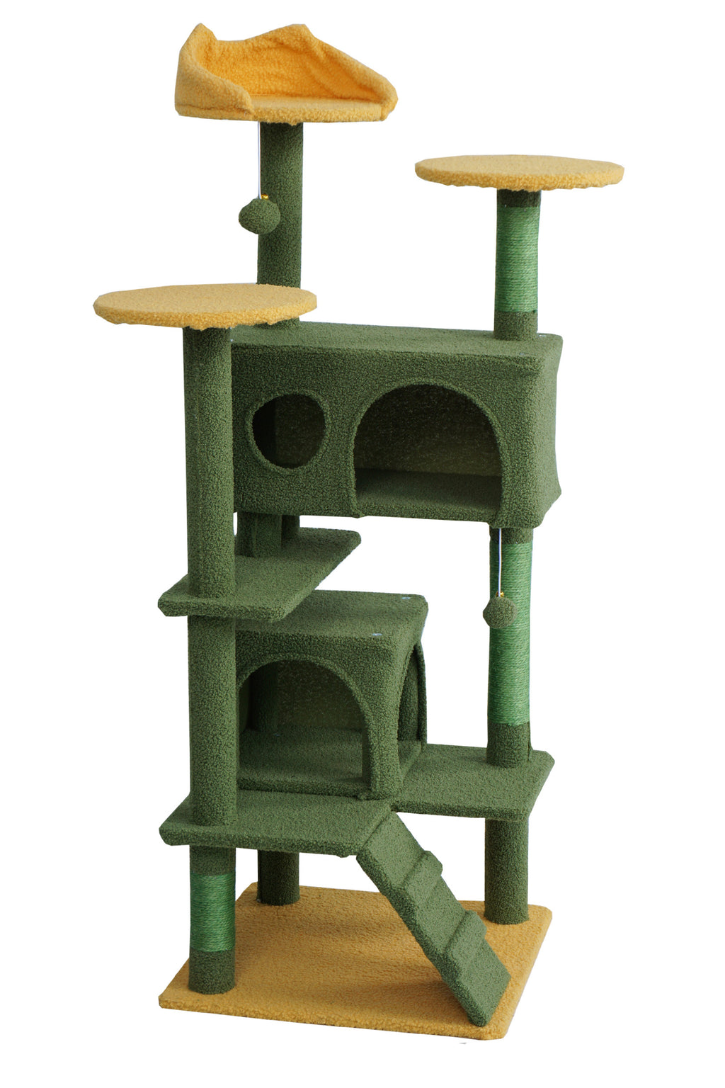 POHJOLAN LEMMIKKITARVIKE Kissan kiipeily-/raapimapuu 139 cm, Keltainen/Vihreä