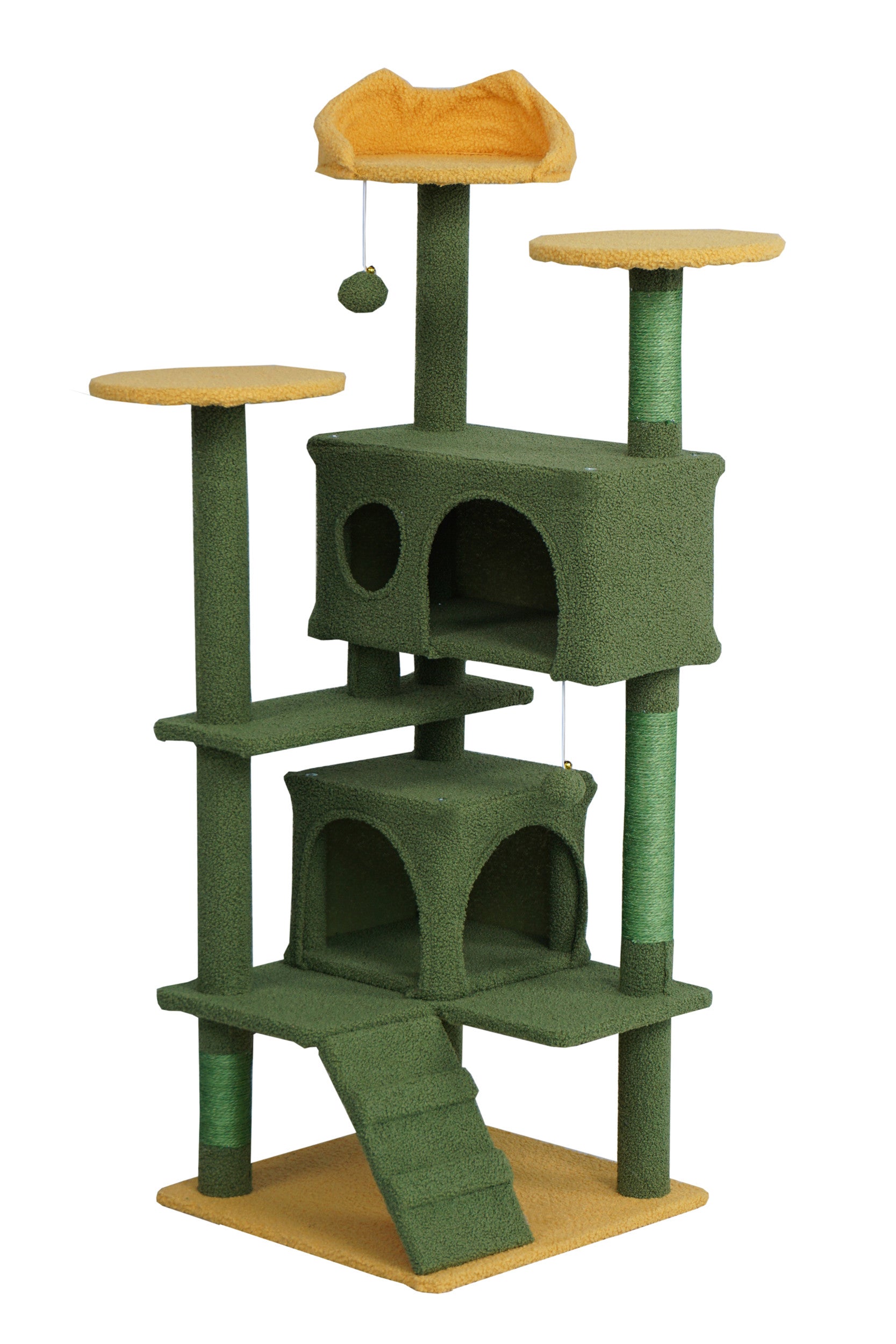 POHJOLAN LEMMIKKITARVIKE Kissan kiipeily-/raapimapuu 139 cm, Keltainen/Vihreä