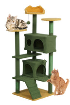 POHJOLAN LEMMIKKITARVIKE Kissan kiipeily-/raapimapuu 139 cm, Keltainen/Vihreä