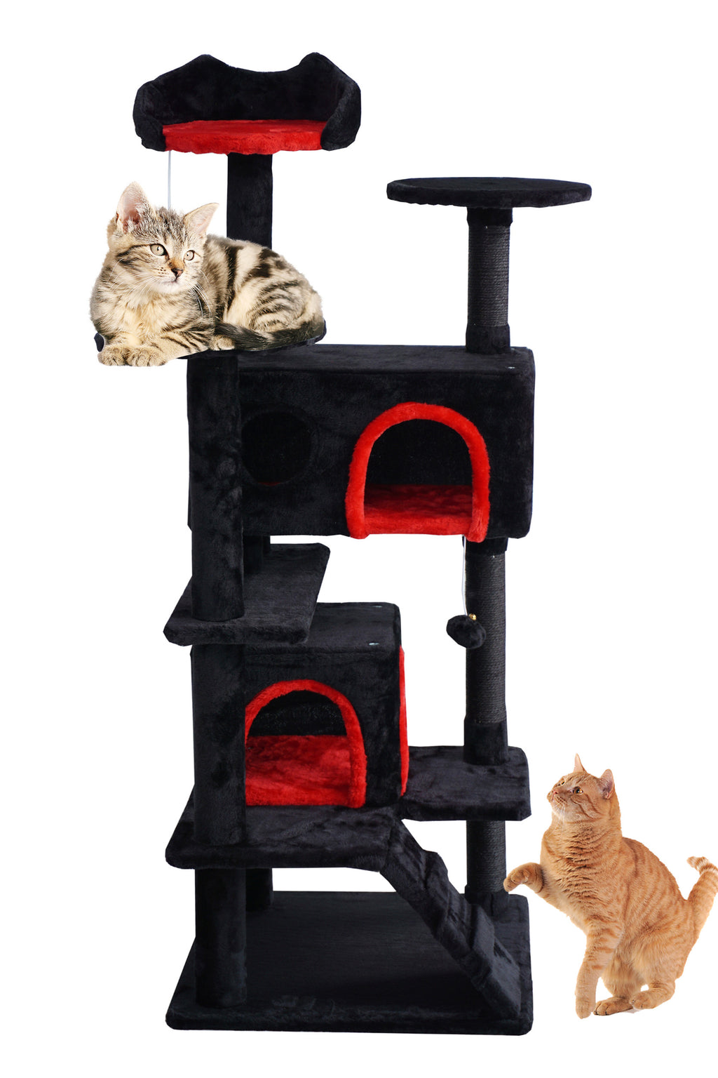 POHJOLAN LEMMIKKITARVIKE Kissan kiipeily-/raapimapuu 139 cm, Musta/Punainen