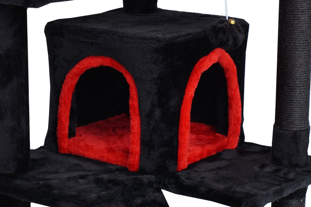 POHJOLAN LEMMIKKITARVIKE Kissan kiipeily-/raapimapuu 139 cm, Musta/Punainen