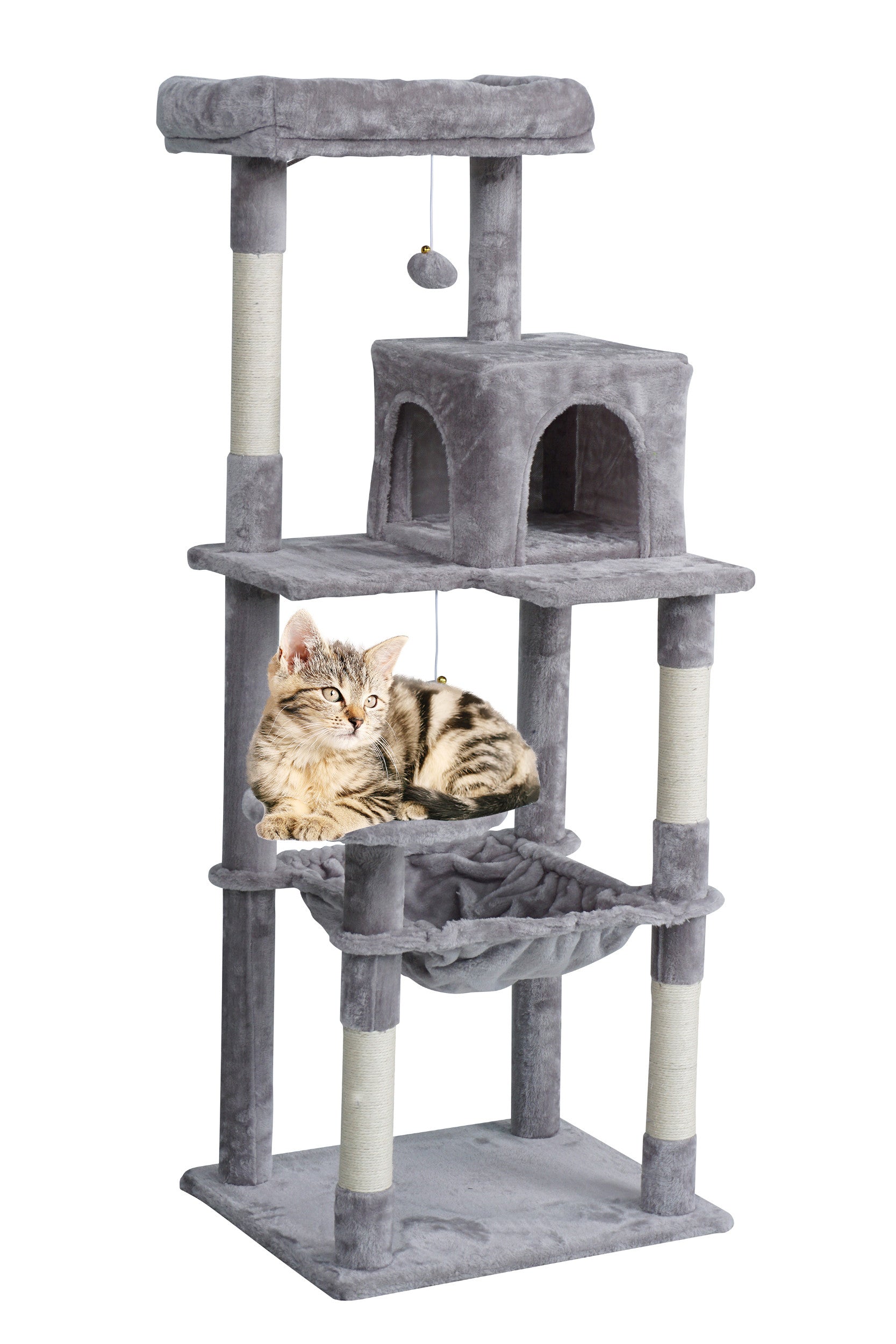POHJOLAN LEMMIKKITARVIKE Kissan kiipeily-/raapimispuu 143 cm, Vaalea Harmaa