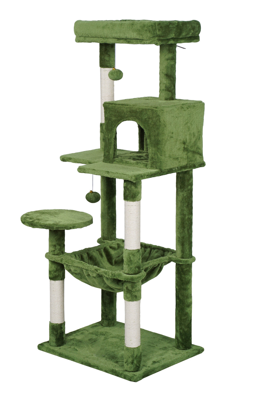Kattklösbräda 143 cm – gömställe, hängmatta, grön