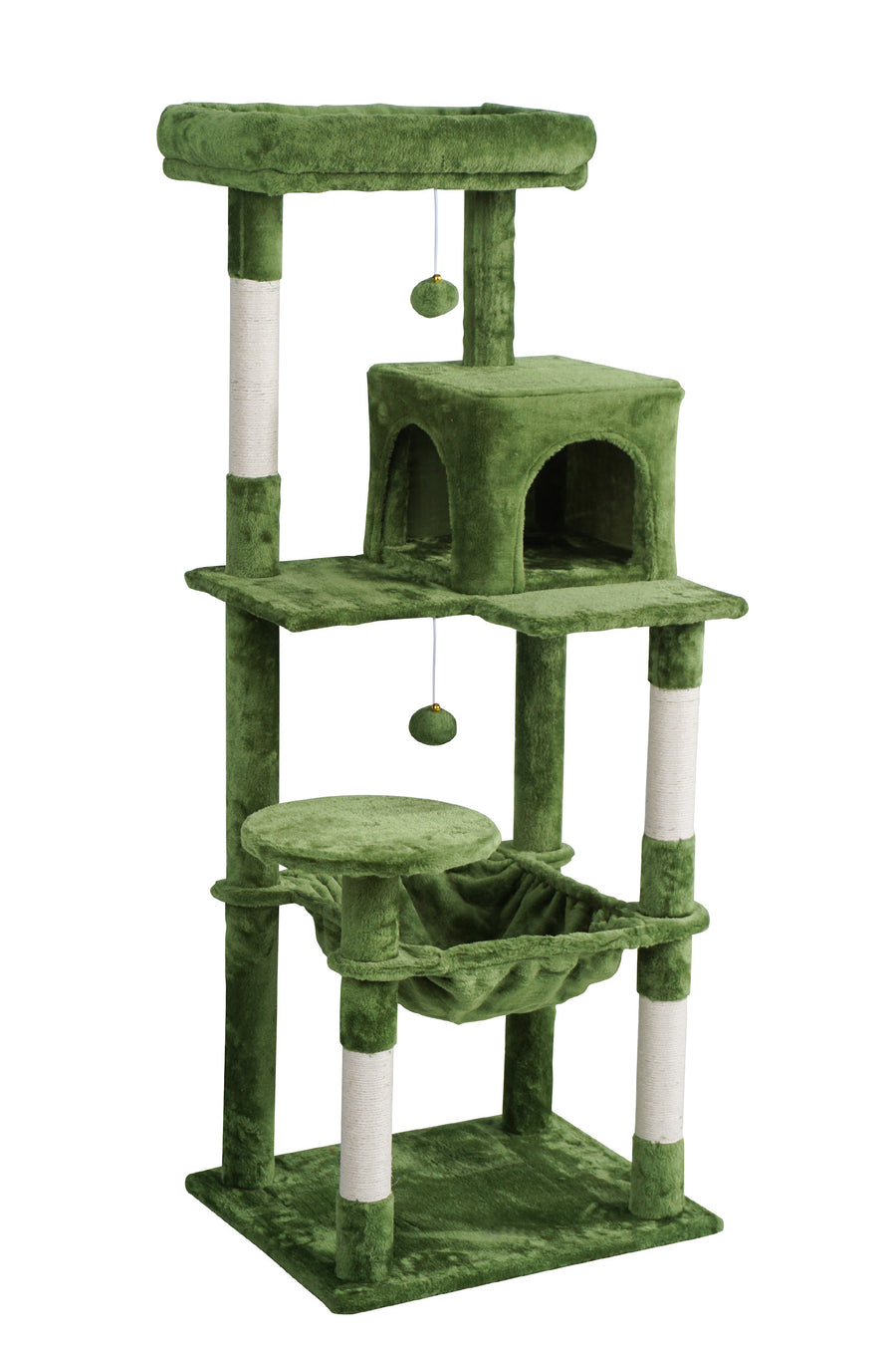 Kattklösbräda 143 cm – gömställe, hängmatta, grön