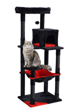 POHJOLAN LEMMIKKITARVIKE Kissan kiipeily-/raapimispuu 143 cm, Musta/Punainen
