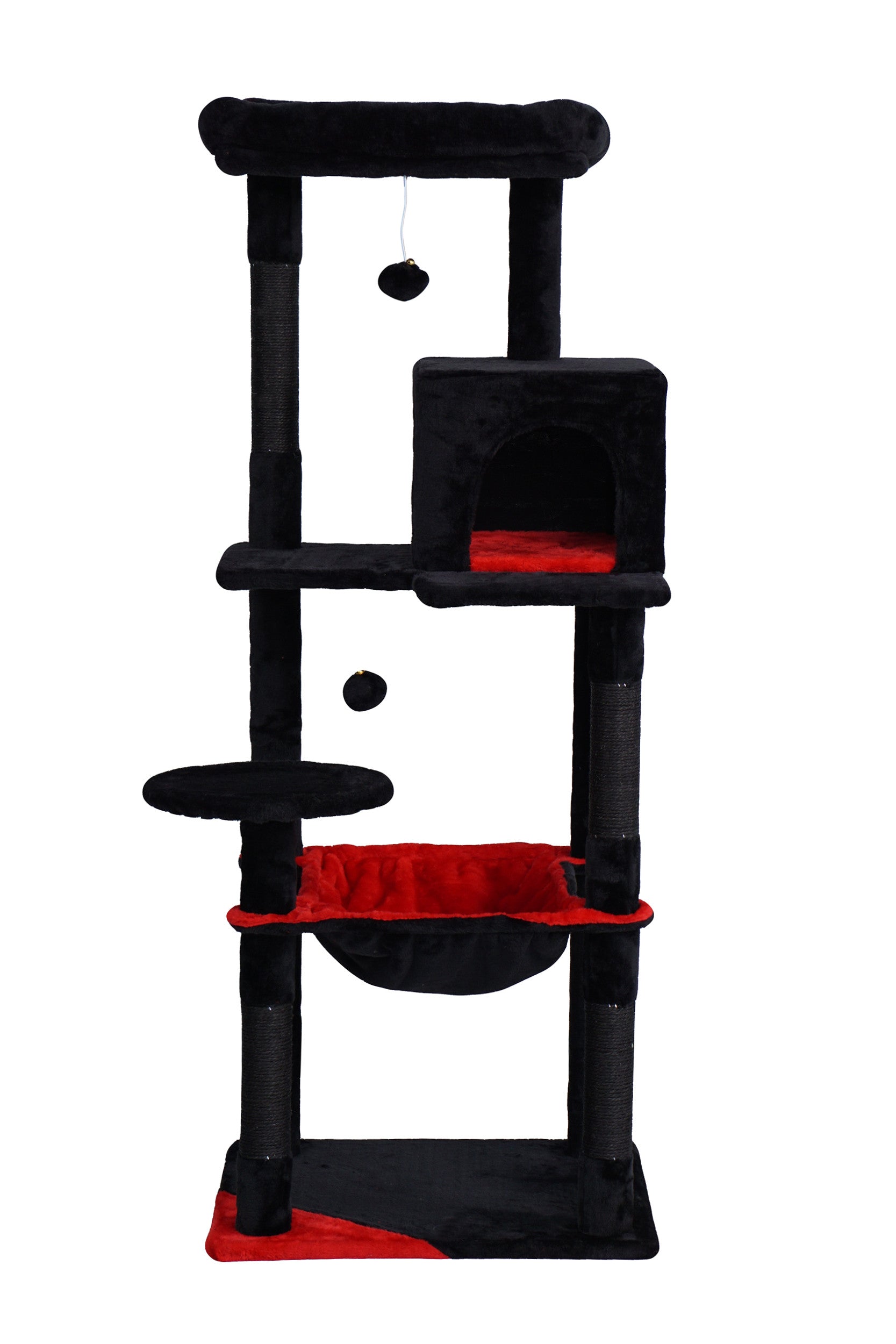 POHJOLAN LEMMIKKITARVIKE Kissan kiipeily-/raapimispuu 143 cm, Musta/Punainen