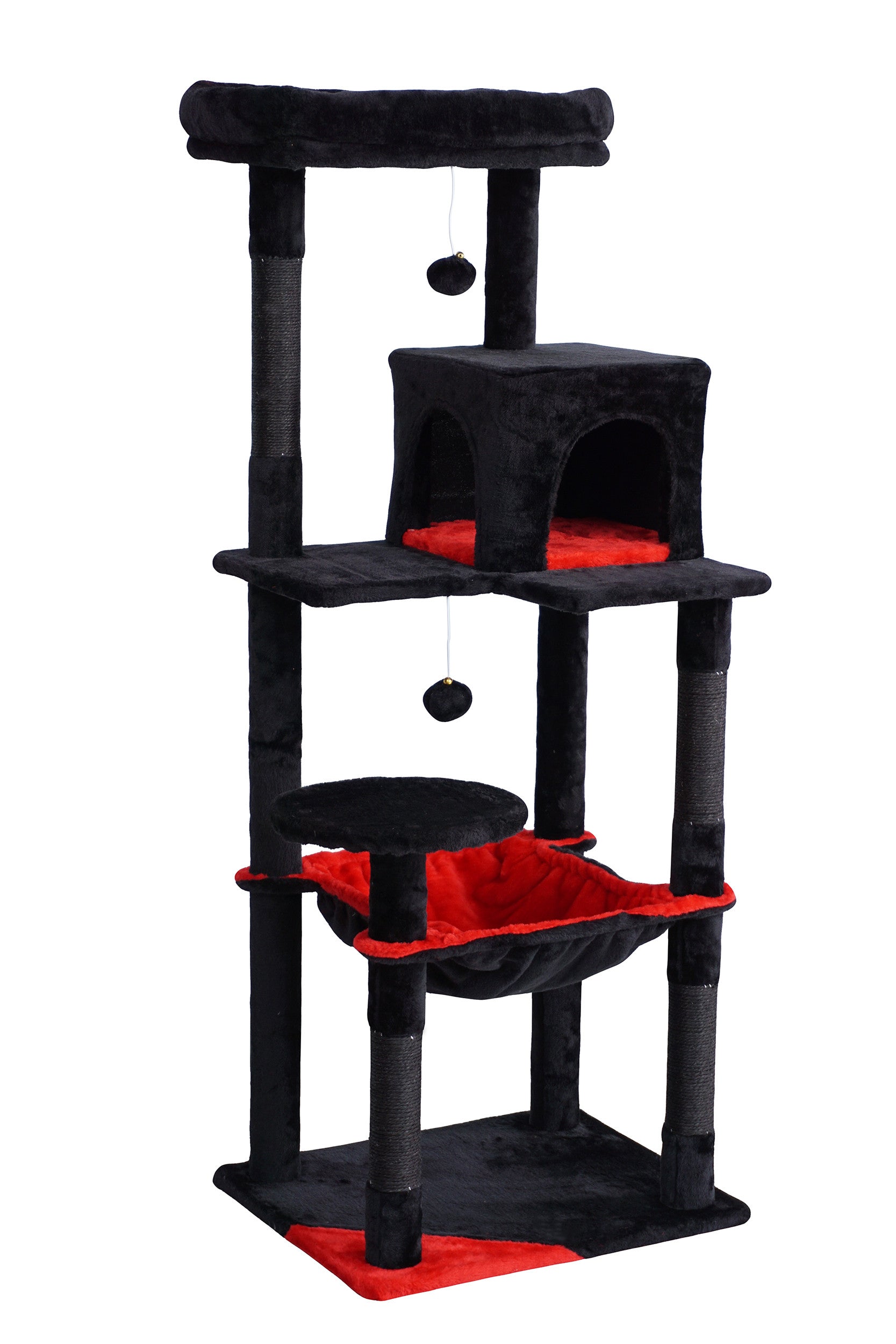 POHJOLAN LEMMIKKITARVIKE Kissan kiipeily-/raapimispuu 143 cm, Musta/Punainen