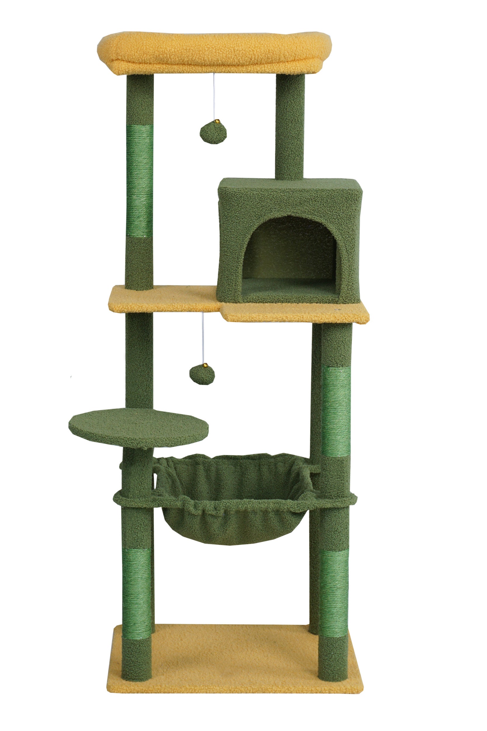 POHJOLAN LEMMIKKITARVIKE Kissan kiipeily-/raapimispuu 143 cm, Keltainen/Vihreä
