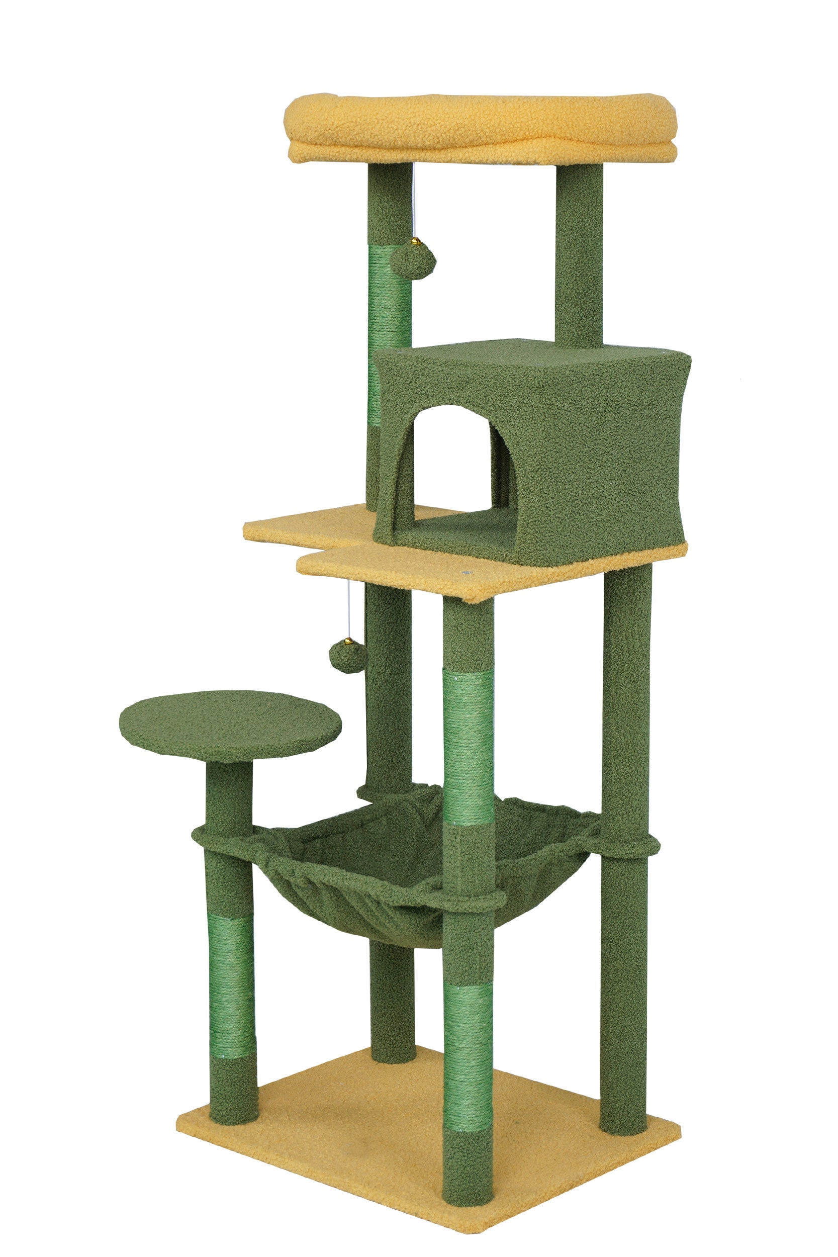 POHJOLAN LEMMIKKITARVIKE Kissan kiipeily-/raapimispuu 143 cm, Keltainen/Vihreä