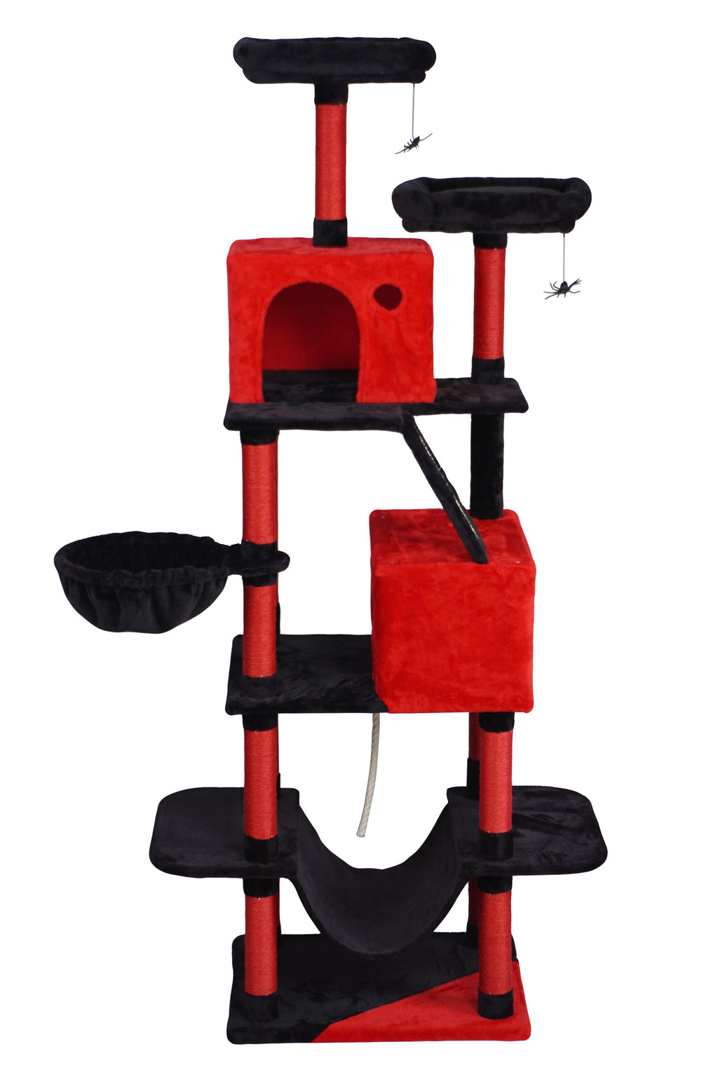 POHJOLAN LEMMIKKITARVIKE Kissojen raapimis-/kiipeilypuu 206 cm, Musta/Punainen