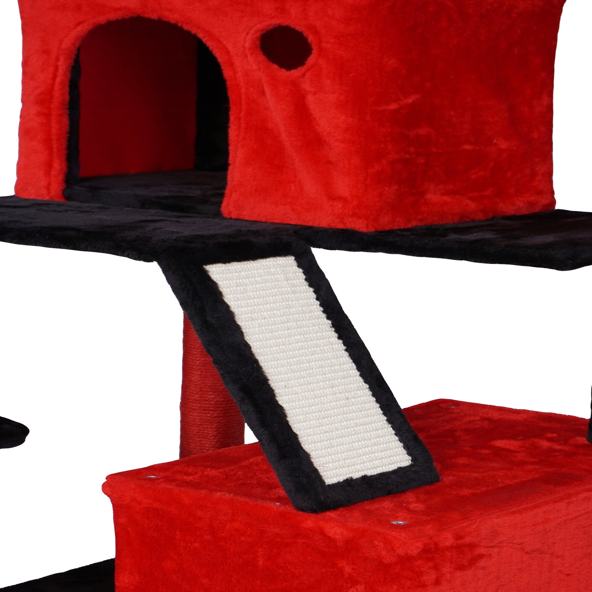 POHJOLAN LEMMIKKITARVIKE Kissojen raapimis-/kiipeilypuu 206 cm, Musta/Punainen