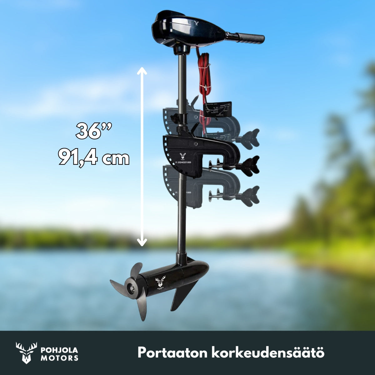 Sähköperämoottori 55LBS – 12V, 5+3 vaihdetta, huippunopeus 14,5 km/h