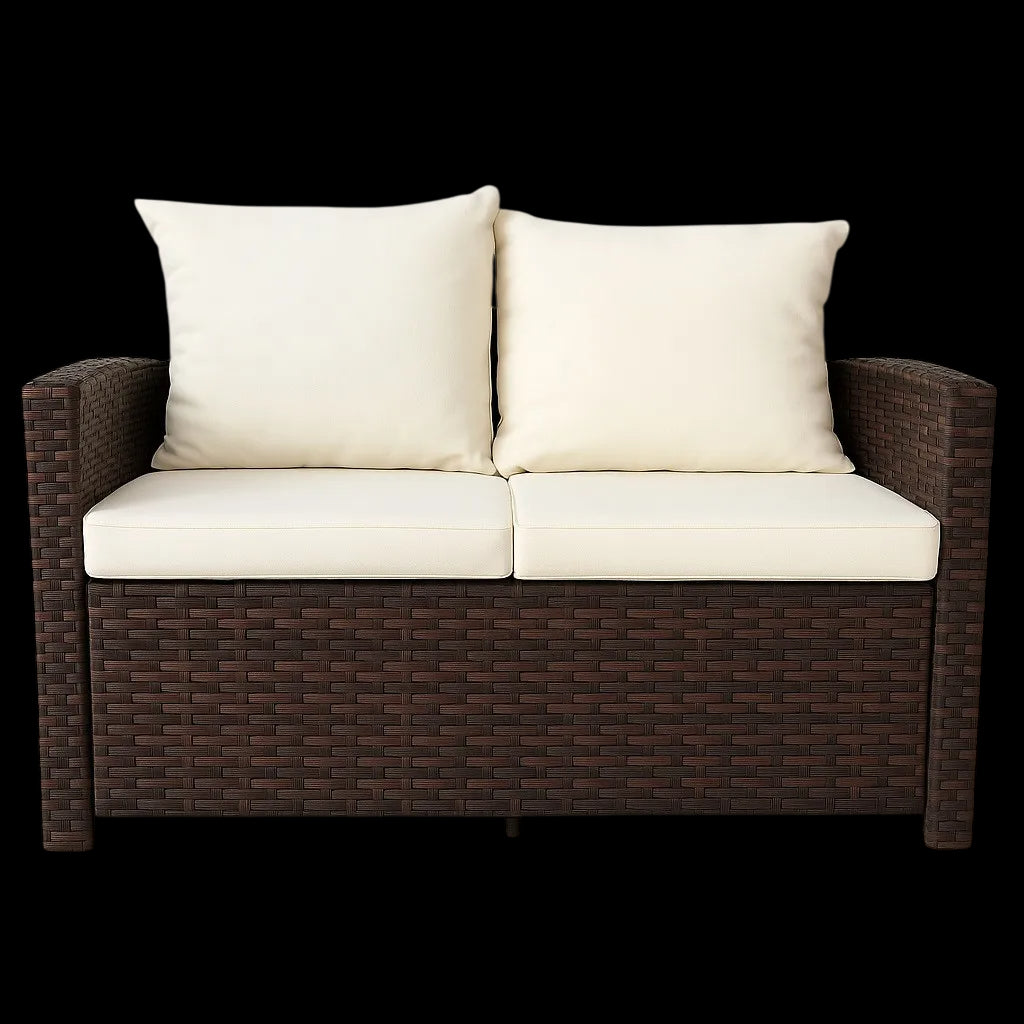 POHJOLA GARDEN Polyrottinki Ulkosohva 2-istuttava, valkoinen/beige, 120x67x74, EMMI