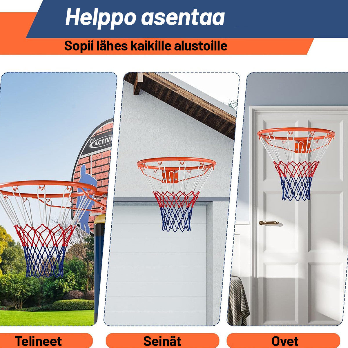 Basketkorg 45 cm – fjädrad, 16 mm stålrör, nät ingår