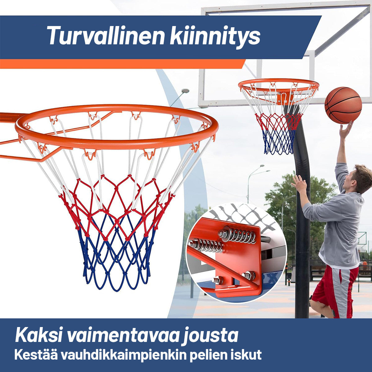 POHJOLAN URHEILUTARVIKE Koripallokori 45cm, Iskunvaimennus, Säänkestävä verkko