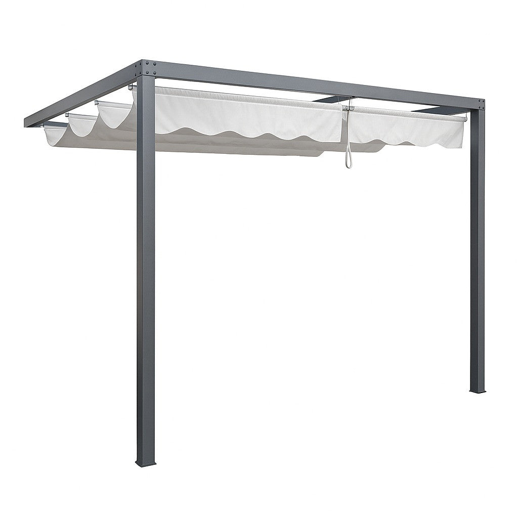 Pohjola Garden Seinään Kiinnitettävä Pergola / Terassikatos 300x260x220cm, Harmaa