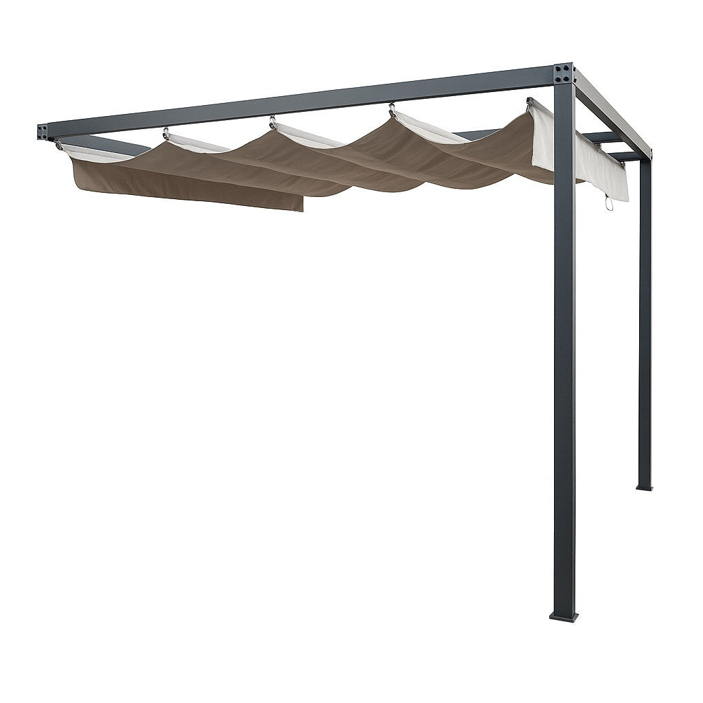 Pohjola Garden Seinään Kiinnitettävä Pergola / Terassikatos 300x260x220cm, Harmaa