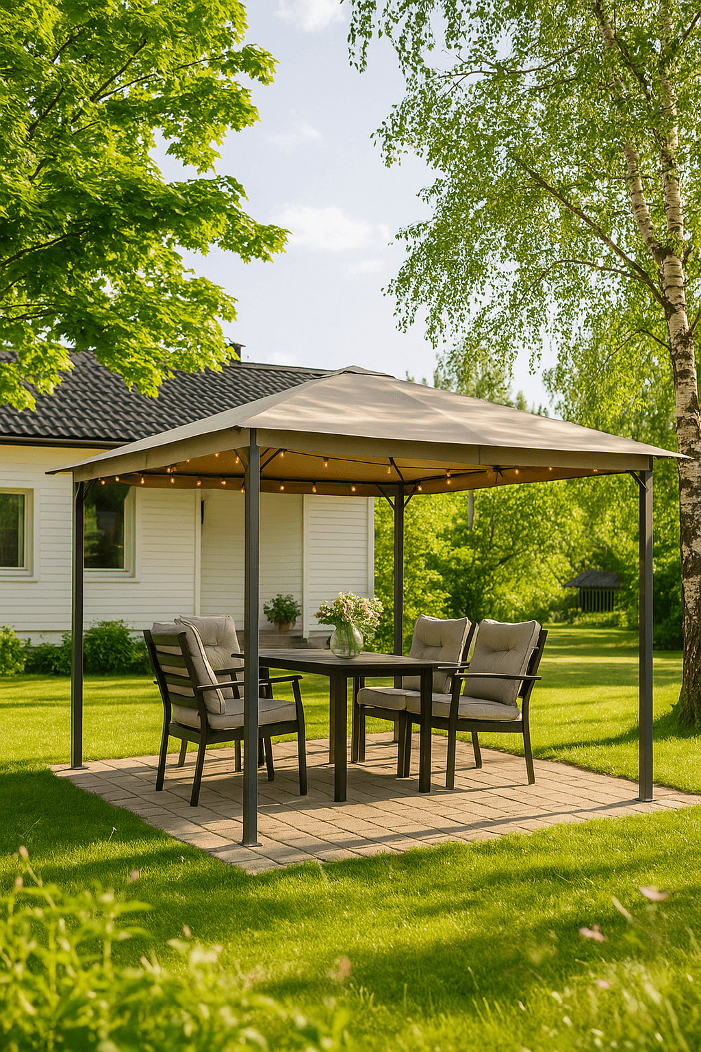 Pohjola Garden LED Puutarhapaviljonki 3x3m, Beige