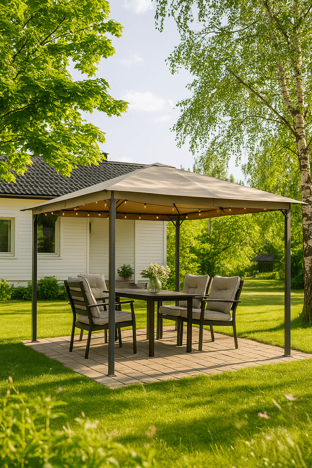 Pohjola Garden LED Puutarhapaviljonki 3x3m, Beige