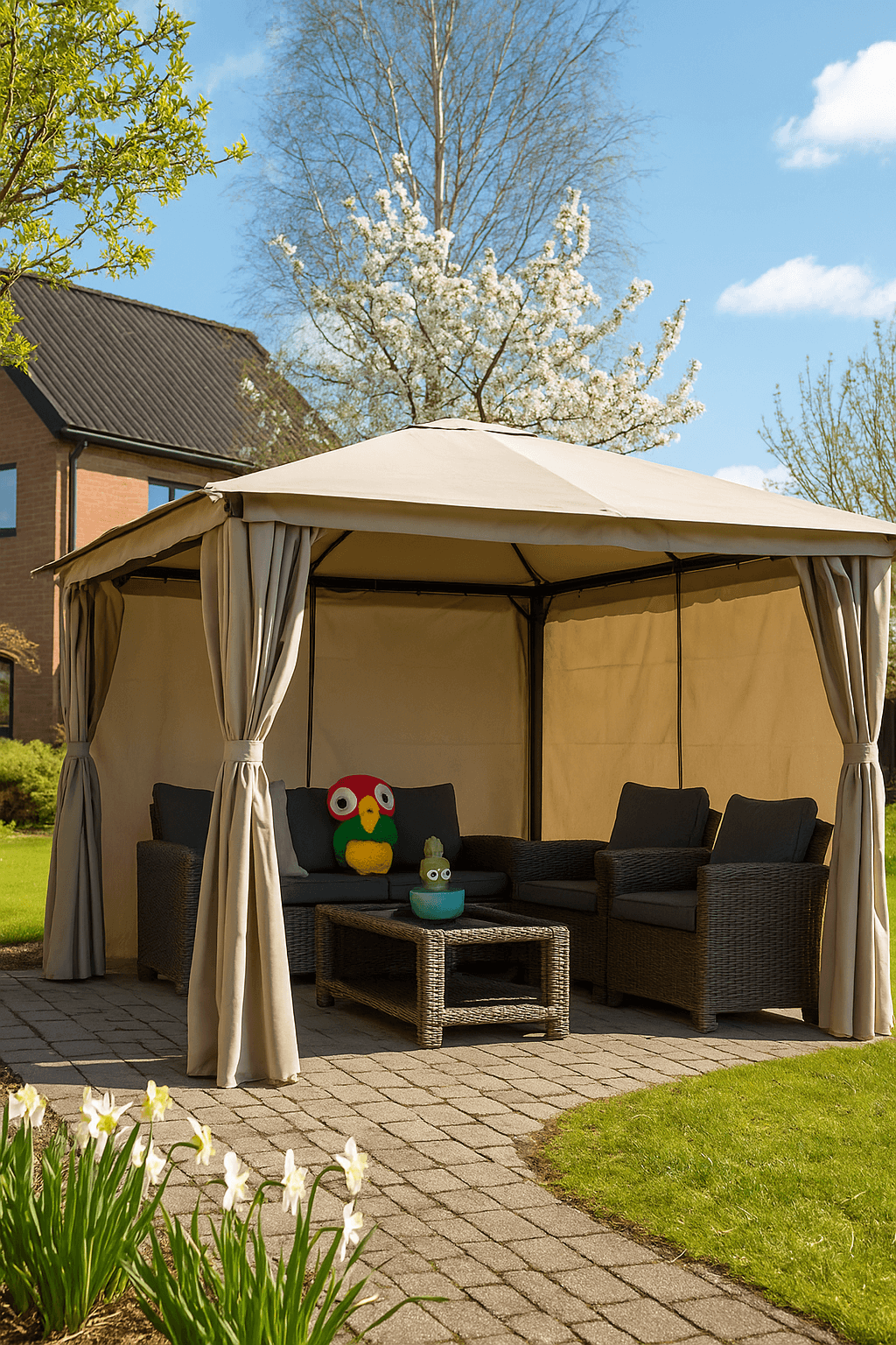 Pohjola Garden LED Puutarhapaviljonki 3x3m, Beige