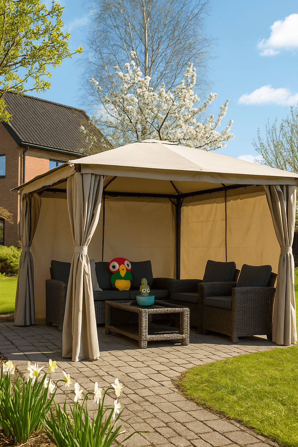 Pohjola Garden LED Puutarhapaviljonki 3x3m, Beige