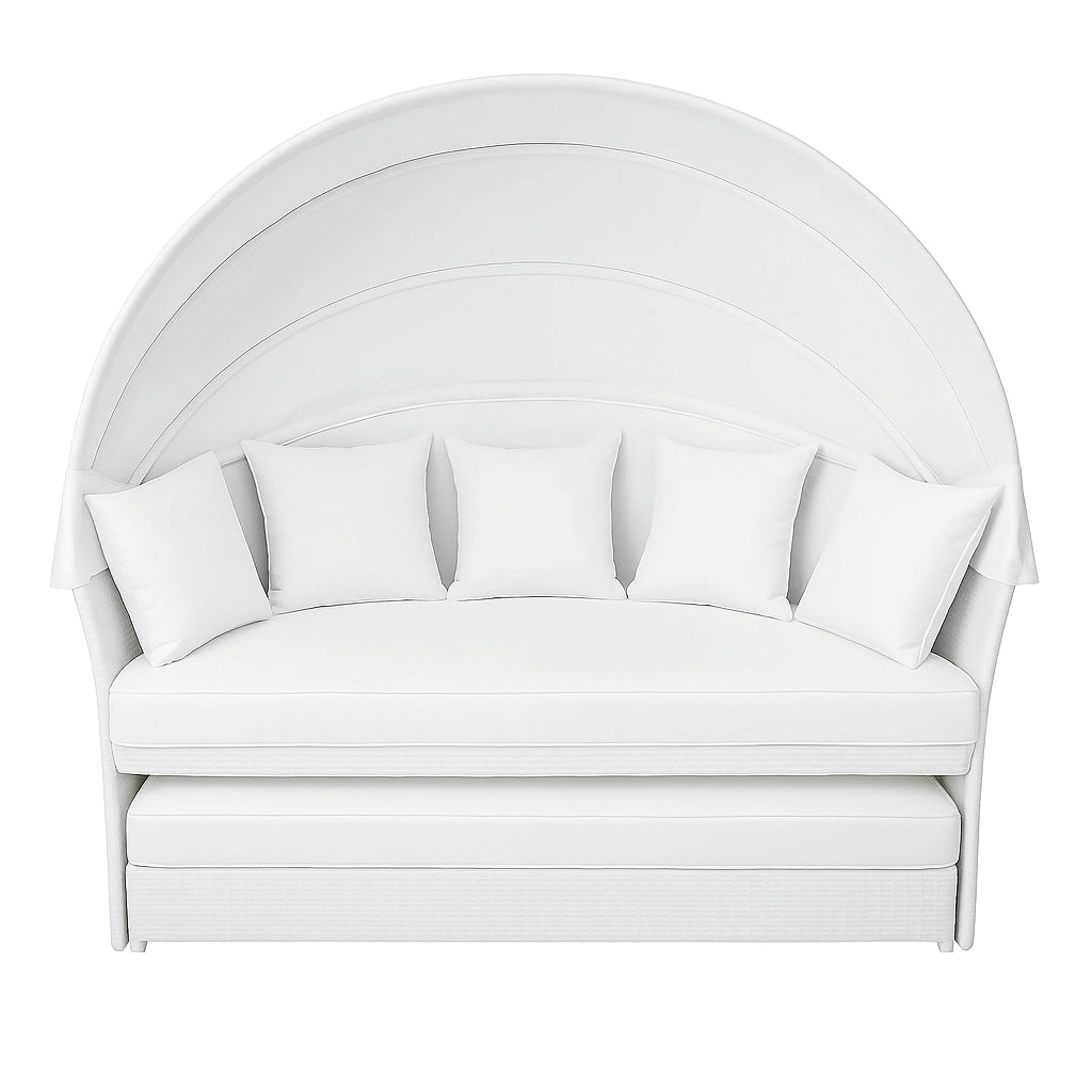 POHJOLA GARDEN Polyrottinki Aurinkovuode / Aurinkosänky 165 cm, Valkoinen / beige