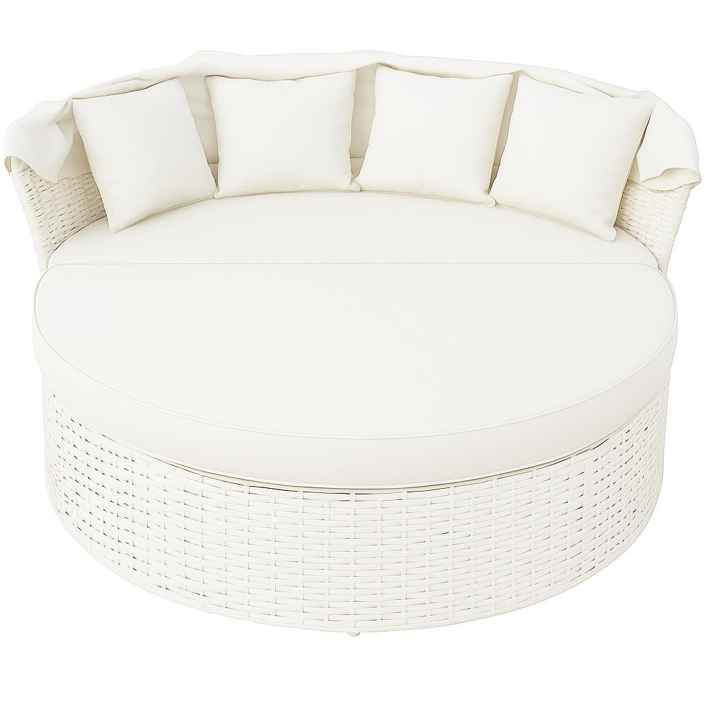 POHJOLA GARDEN Polyrottinki Aurinkovuode / Aurinkosänky 165 cm, Valkoinen / beige