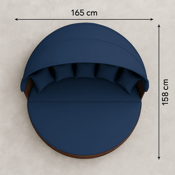 Polyrottinki solstol 165 cm – 10 cm stoppning, stålram, svart/grå