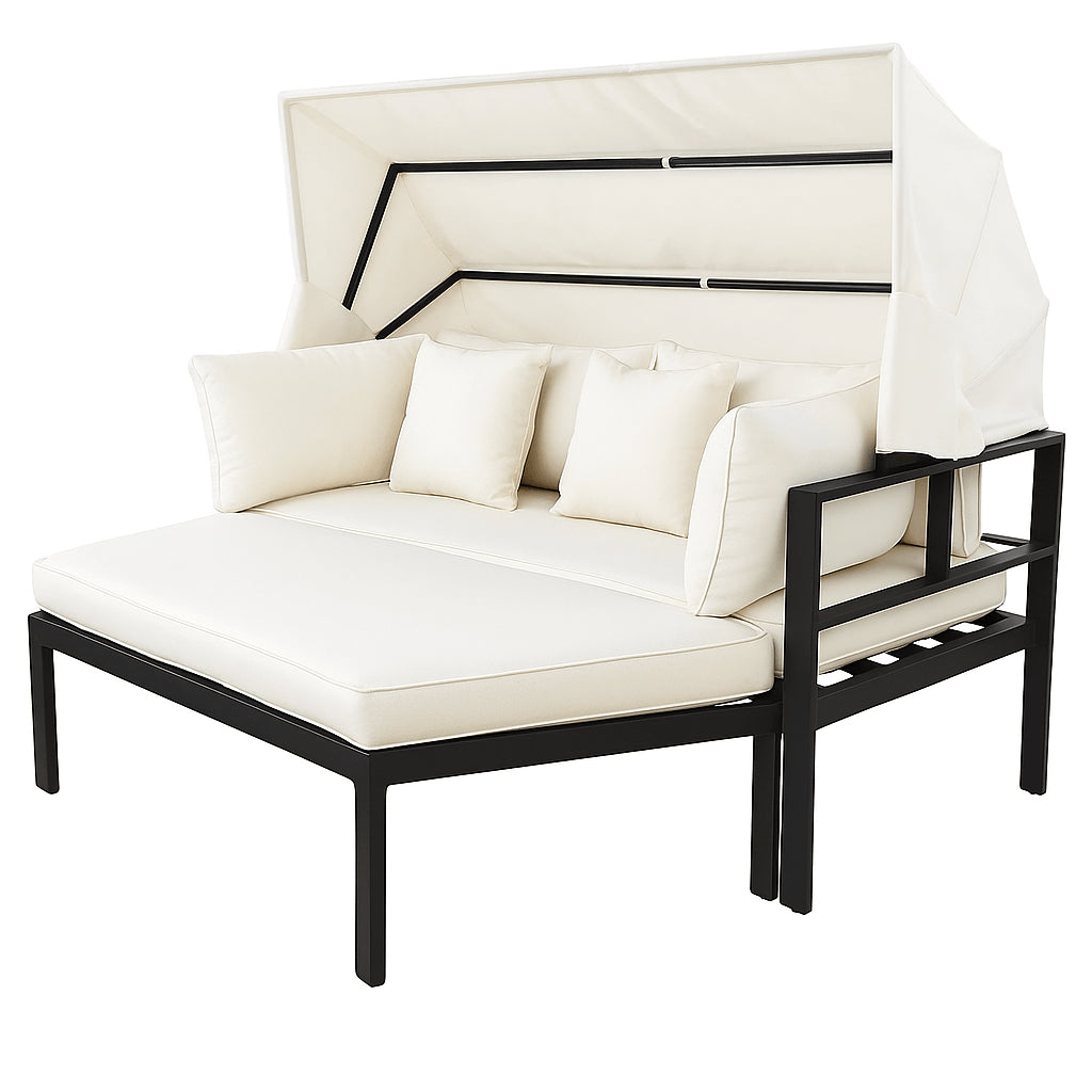 Pohjola Garden Aurinkovuode / Aurinkosänky 175cm, Musta / Beige