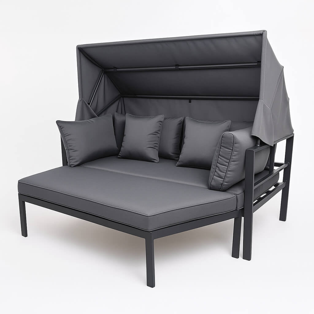 Pohjola Garden Aurinkovuode / Aurinkosänky 175cm, Musta / Harmaa