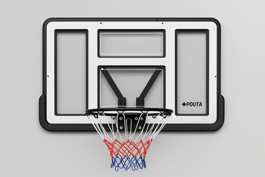 Koripallokori ja taustalevy 110 x 75 cm – 45 cm teräsrengas, PVC/PE-rakenne, valkoinen