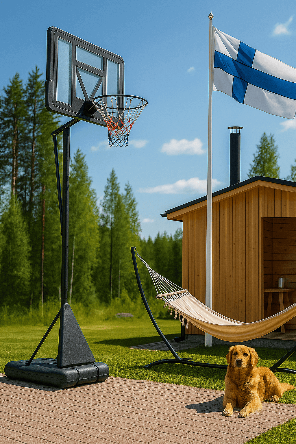 Basketkorg 2,45–3,05 m – 45 cm ring, 110 x 75 cm skiva, stativ med hjul
