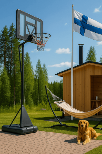 Basketkorg 2,45–3,05 m – 45 cm ring, 110 x 75 cm skiva, stativ med hjul