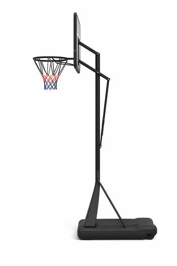 Basketkorg 2,45–3,05 m – 45 cm ring, 110 x 75 cm skiva, stativ med hjul
